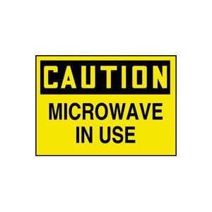  CAUTION Labels MICROWAVE IN USE Adhesive Dura Vinyl   Each 