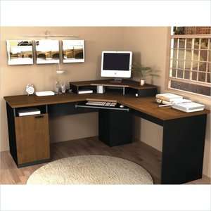 Bestar Hampton Wood Home Office Corner Tuscany Brown Computer Desk 
