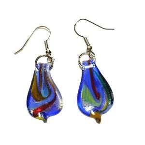  Sea Swirl Foil Glass Dangle Fashion Earrings Jewelry