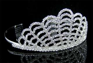 Wedding/Bridal crystal veil tiara crown headband CR181  