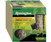 REMINGTON 6.5 GAL PHOTOCELL HANGING GAME FEEDER, TWO 6v BATTERIES 