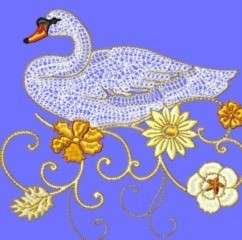 STYLISH SWANS MACHINE EMBROIDERY DESIGNS 2 SIZES  