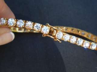 CZ Tennis Bracelet & Earrings in Stg. Gold Vermeil  