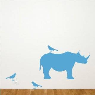  Childrens Wall Decals   Cartoon Baby Rhino   12 inch 