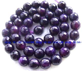 8mm Purple Agate Round Faceted Gemstone Beads 15.5  