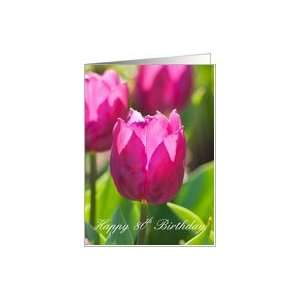 Red Tulip Happy 80th Birthday Card Card  Toys & Games  