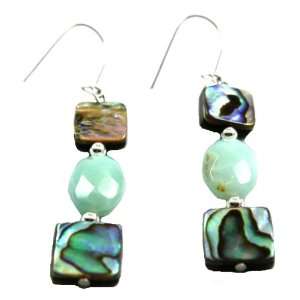 Wild Pearle Genuine Abalone Shell Ice Dangle Earrings ~ Comes Gift 