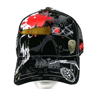 Red Monkey HEAD SHOT Trucker Cap Hat Black embroidered Skull 