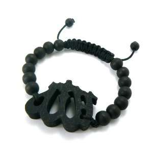  Black 8mm Wooden Allah Shamballa Beaded Bracelet Jewelry