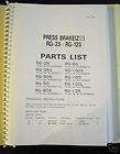 Amada Press Brake RG 25 Thru RG 125 Parts Lists