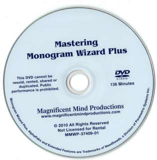 Mastering Monogram Wizard Plus Tutorial DVD New  