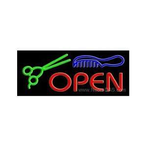 Barber Salon Open Outdoor Neon Sign 13 x 32