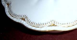 Haviland Limoges White Scalloped Gold Gravy Boat /Plate  