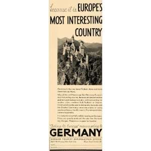  1932 Ad German Tourist Information Germany Trip Castle 