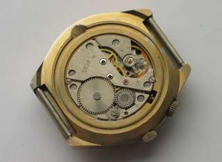 Modern russian RAKETA watch Big Gold plated case, Blue Dial. Perpetual 