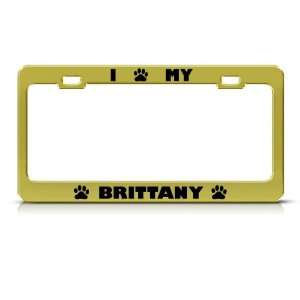 Brittany Dog Gold Animal Metal License Plate Frame Tag Holder