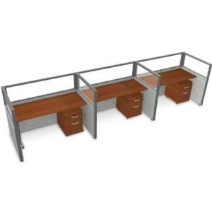   Three 47H Units   5W Desks   Translucent Top Panels