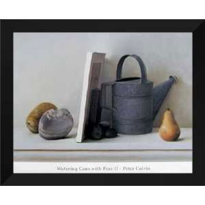   Peter Colvin FRAMED 26x32 Watering Cans with Pear II