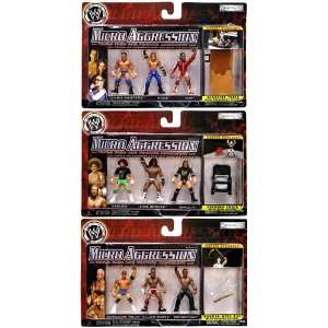   Wrestling Set of all 3 Micro Aggression Series 6 Figure 3 Packs Toys