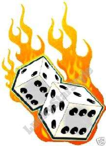 Decals Art Set of 20   Flaming Dice With Flames  