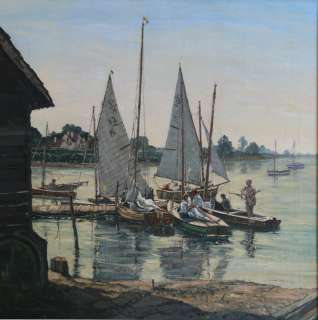   1903 1974) ART OIL PAINTING SAILING BOAT ITCHENOR WEST SUSSEX  