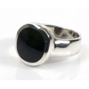    Sterling Silver 12mm Round Black Onyx Mens Ring (Size 9.5) Jewelry