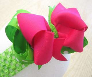 Lime Tutti Fruitti Boutique Hair Bow BIG Double Layered  