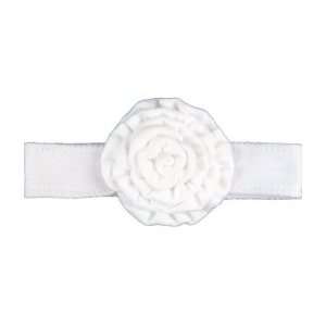  Knit Fabric Bud Headband, White, 0 12 mo Beauty