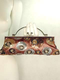 BROWN Beads Beaded Evening Handbag Purse Clutch #558  