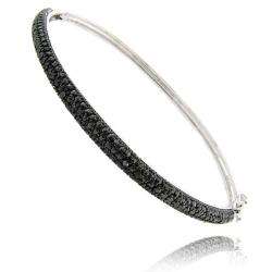 Sterling Silver Black Diamond Accent Bangle Bracelet  