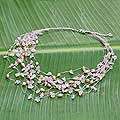 Pearl and Rose Quartz Cascade Strand Necklace (Thailand 