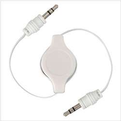 Retractable 3.5 mm White Audio Extension Cable  