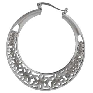 Stainless Steel Flower Hoop Earrings  