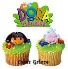 DORA THE EXPLORER & DIEGO Cupcake Rings Cake Toppers 12  