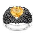Sterling Silver Citrine and Black Spinel Fashion Ring