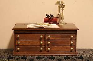 Oak 1890 Antique Spool Cabinet Desk or Jewelry Chest  