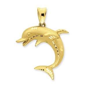  14k Large Dolphin Charm   Measures 47x34.3mm   JewelryWeb 