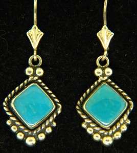 SIGNED QT STERLING SILVER BLUE TURQUOISE COYOTE DANGLE VINTAGE 