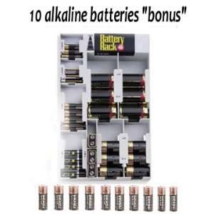  Bonus 10 Alkaline AA, Battery Rack Holds 40 Built in Tester 