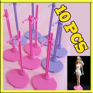 10pcs Barbie Dolls Toy Stand Mannequin Model Display Holder Pink 