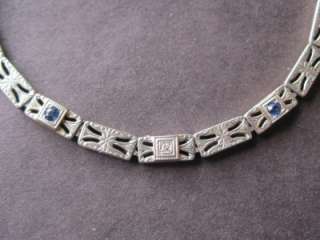   14k White Gold Filigree Diamond Sapphire Bracelet Ostby Barton Titanic
