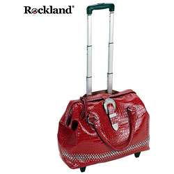 Rockland Red Crocodile Rolling Tote Handbag  