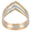 Sterling Silver and Goldfill 3 band V Ring