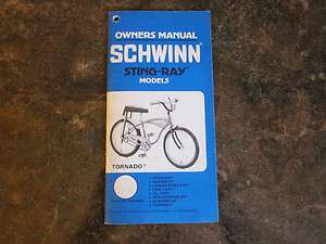 Schwinn NOS Sting ray Scrambler Tornado bicycle Owners manual 1975 6 