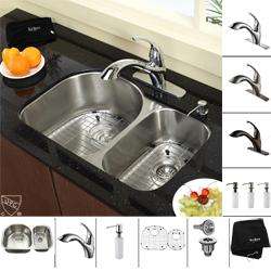 Kraus Stainless Steel Undermount Kitchen Sink/ Faucet/ Soap Dispenser 