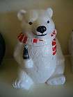   COLLECTIBLE COCA COLA POLAR BEAR COOKIE JAR with Red and White scarf