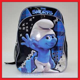 16 Smurfs Checkered Blue Backpack Boys School Book Bag  