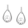 Sterling Silver Freshwater Pearl and Cubic Zirconia Earrings (6 7 mm)