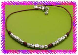 BRIGHTON Silver Red Leather Beads RETIRED Necklace NWotag  