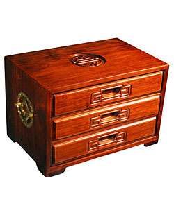 Handmade Symbol of Joy 3 drawer Wood Jewelry Box  